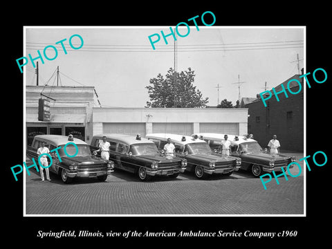 OLD LARGE HISTORIC PHOTO OF SPRINGFIELD ILLINOIS, THE AMERICAN AMBULANCE Co 1960