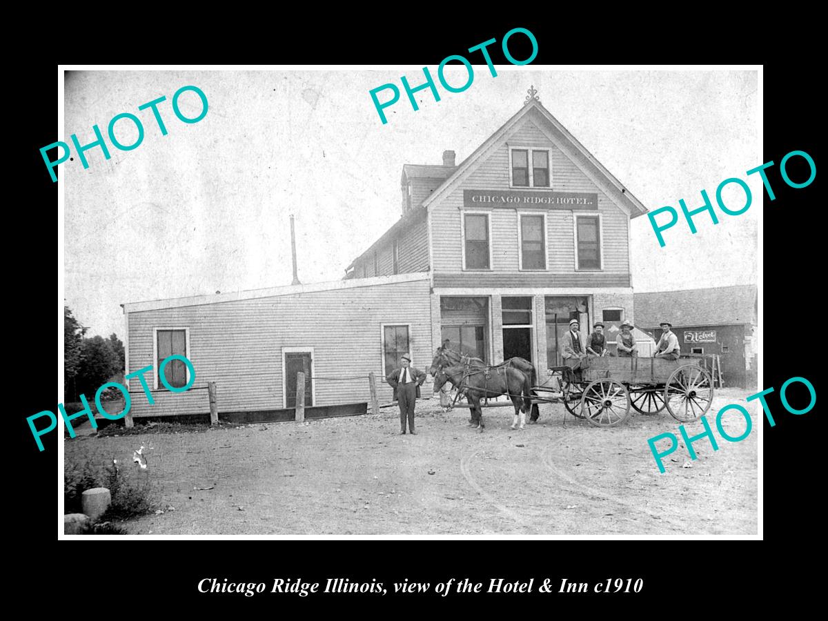 OLD LARGE HISTORIC PHOTO OF CHICAGO RIDGE ILLINOIS, THE HOTEL & INN c1910