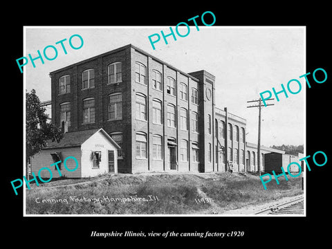 OLD LARGE HISTORIC PHOTO OF HAMPSHIRE ILLINOIS, VIEW OF THE CANNING FACTORY 1920