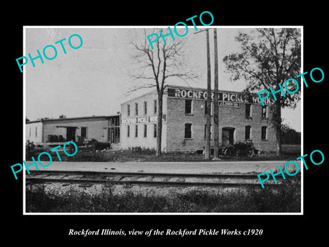 OLD LARGE HISTORIC PHOTO OF ROCKFORD ILLINOIS, THE ROCKFORD PICKLE WORKS c1920