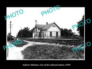 OLD LARGE HISTORIC PHOTO OF AUBURN ALABAMA, THE RAILROAD STATION c1910