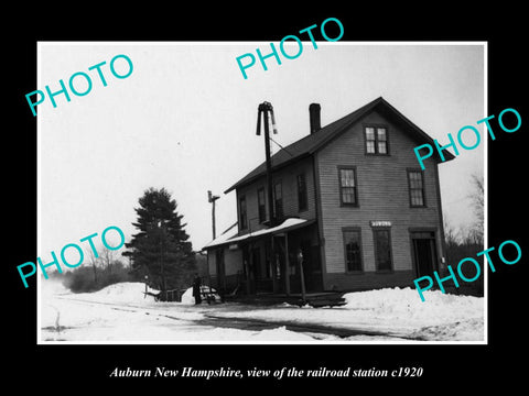 OLD LARGE HISTORIC PHOTO OF AUBURN NEW HAMPSHIRE, THE RAILROAD DEPOT c1920