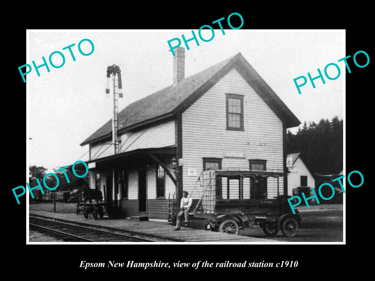 OLD LARGE HISTORIC PHOTO OF EPSOM NEW HAMPSHIRE, THE RAILROAD DEPOT c1910 1