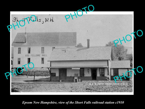 OLD LARGE HISTORIC PHOTO OF EPSOM NEW HAMPSHIRE, SHORT FALLS RAILROAD DEPOT 1910