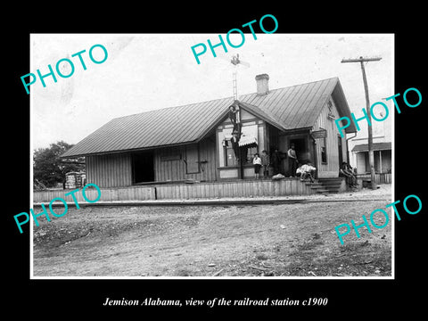 OLD LARGE HISTORIC PHOTO OF JEMISON ALABAMA, THE RAILROAD DEPOT STATION c1900