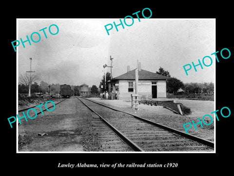 OLD LARGE HISTORIC PHOTO OF LAWLEY ALABAMA, THE RAILROAD STATION c1920