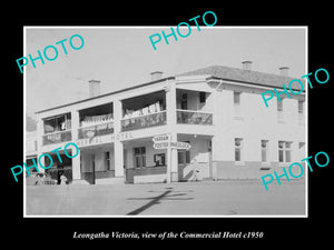 OLD LARGE HISTORIC PHOTO OF LEONGATHA VICTORIA, VIEW OF COMMERCIAL HOTEL c1950