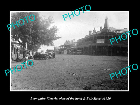 OLD LARGE HISTORIC PHOTO OF LEONGATHA VICTORIA, THE HOTEL & BAIR STREET c1920