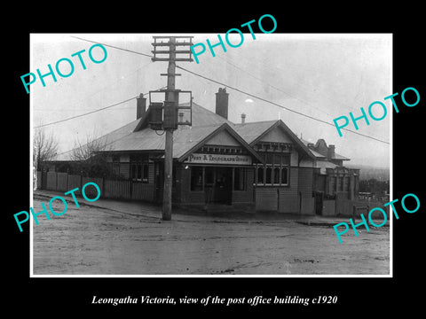 OLD LARGE HISTORIC PHOTO OF LEONGATHA VICTORIA, THE POST OFFICE BUILDING c1920