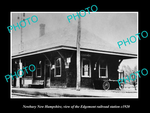 OLD LARGE HISTORIC PHOTO OF NEWBURY NEW HAMPSHIRE, EDGEMONT RAILROAD DEPOT c1920