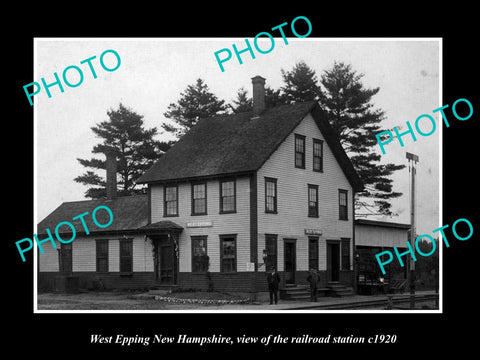 OLD LARGE HISTORIC PHOTO OF WEST EPPING NEW HAMPSHIRE, THE RAILROAD DEPOT c1920