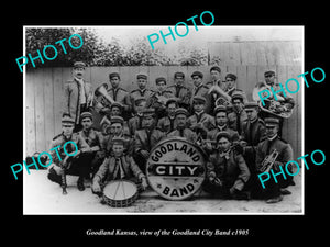 OLD LARGE HISTORIC PHOTO OF GOODLAND KANSAS, THE GOODLAND CITY BAND c1905