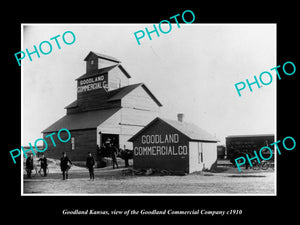 OLD LARGE HISTORIC PHOTO OF GOODLAND KANSAS, THE GOODLAND COMMERCIAL Co c1910