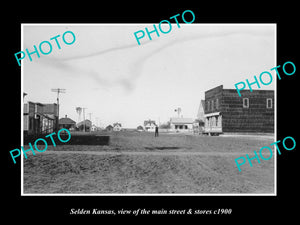 OLD LARGE HISTORIC PHOTO OF SELDEN KANSAS, VIEW OF THE MAIN ST & STORES c1900 1