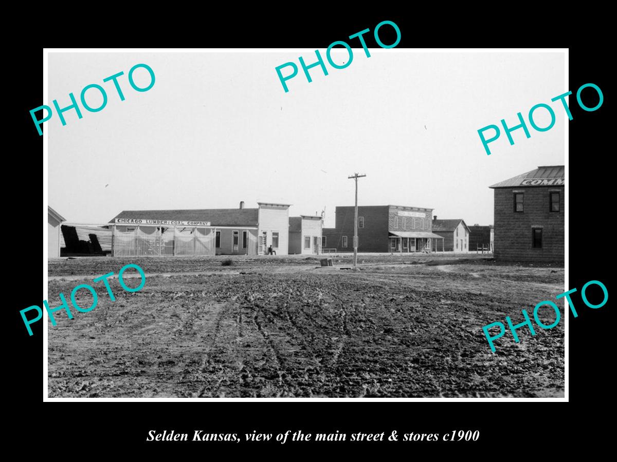 OLD LARGE HISTORIC PHOTO OF SELDEN KANSAS, VIEW OF THE MAIN ST & STORES c1900 2