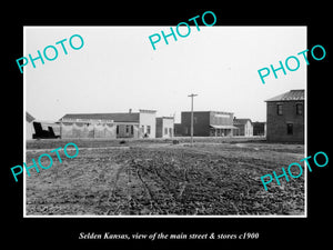 OLD LARGE HISTORIC PHOTO OF SELDEN KANSAS, VIEW OF THE MAIN ST & STORES c1900 2