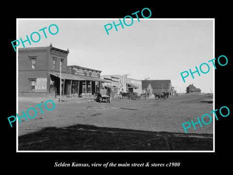 OLD LARGE HISTORIC PHOTO OF SELDEN KANSAS, VIEW OF THE MAIN ST & STORES c1900 3