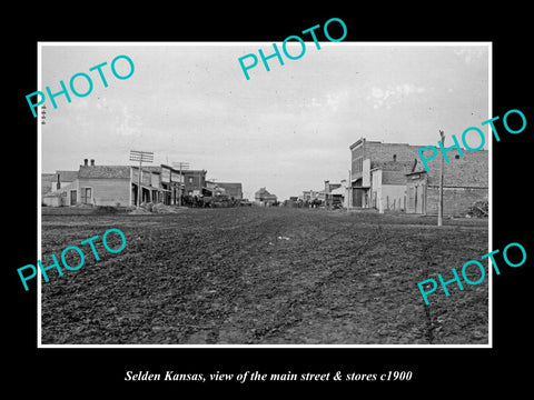 OLD LARGE HISTORIC PHOTO OF SELDEN KANSAS, VIEW OF THE MAIN ST & STORES c1900 4