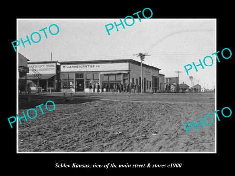 OLD LARGE HISTORIC PHOTO OF SELDEN KANSAS, VIEW OF THE MAIN ST & STORES c1900 5