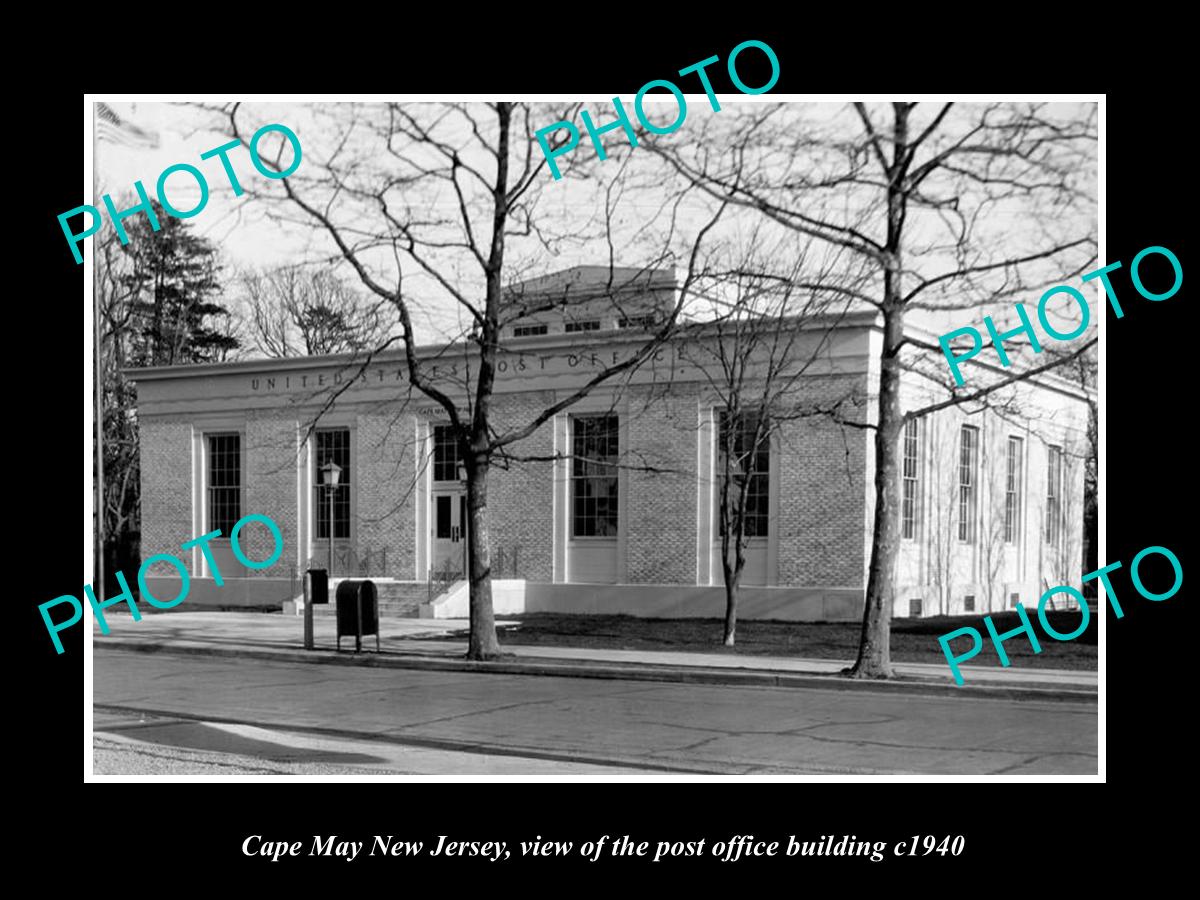 OLD LARGE HISTORIC PHOTO OF CAPE MAY NEW JERSEY, US POST OFFICE BUILDING c1940