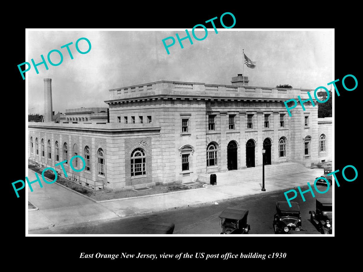 OLD LARGE HISTORIC PHOTO OF EAST ORANGE NEW JERSEY, POST OFFICE BUILDING c1930