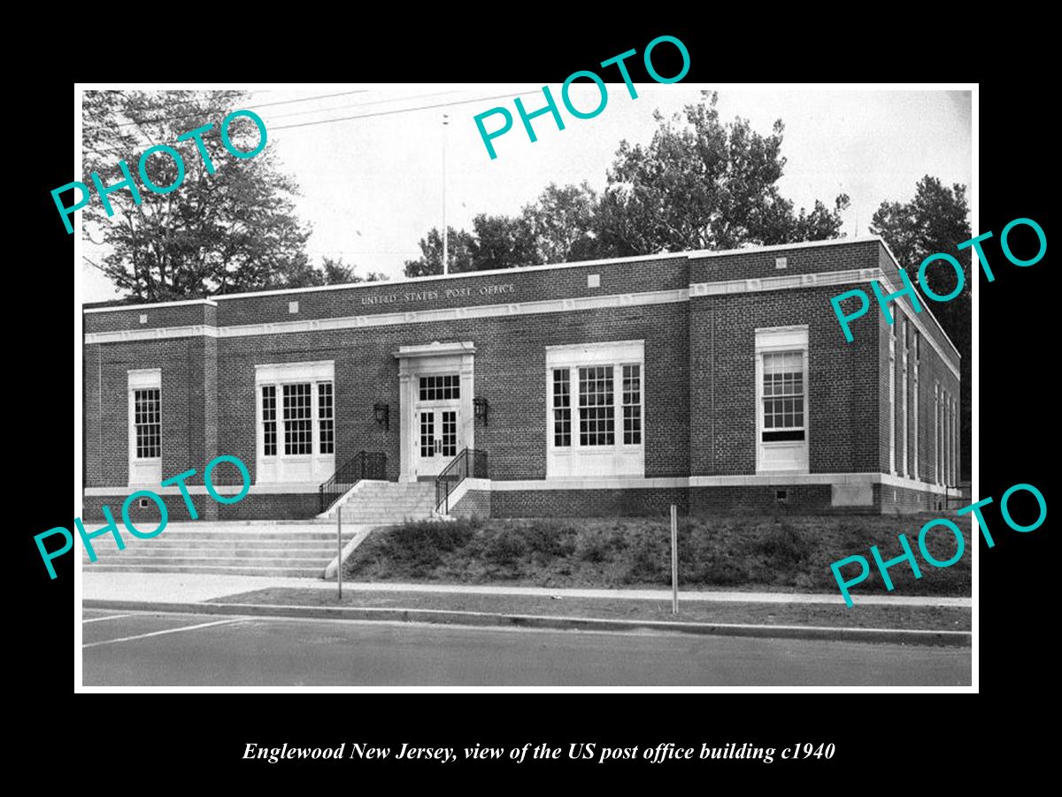 OLD LARGE HISTORIC PHOTO OF ENGLEWOOD NEW JERSEY, US POST OFFICE BUILDING c1940