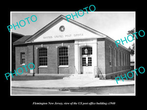 OLD LARGE HISTORIC PHOTO OF FLEMINGTON NEW JERSEY, US POST OFFICE BUILDING c1940