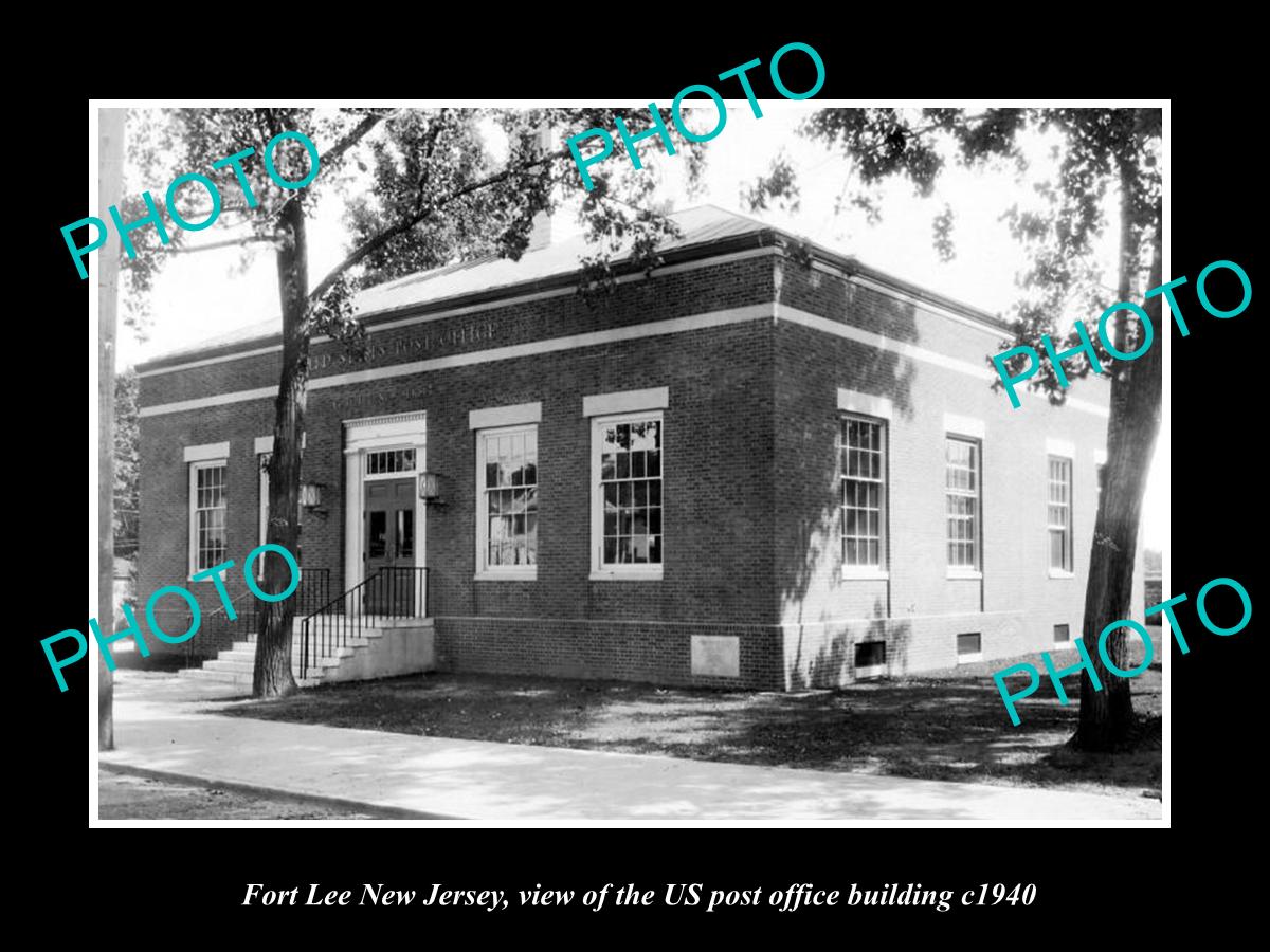 OLD LARGE HISTORIC PHOTO OF FORT LEE NEW JERSEY, US POST OFFICE BUILDING c1940