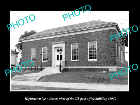 OLD LARGE HISTORIC PHOTO OF HIGHTSTOWN NEW JERSEY, US POST OFFICE BUILDING c1940