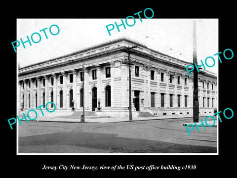 OLD LARGE HISTORIC PHOTO OF JERSEY CITY NEW JERSEY, US POST OFFICE BUILDING 1930