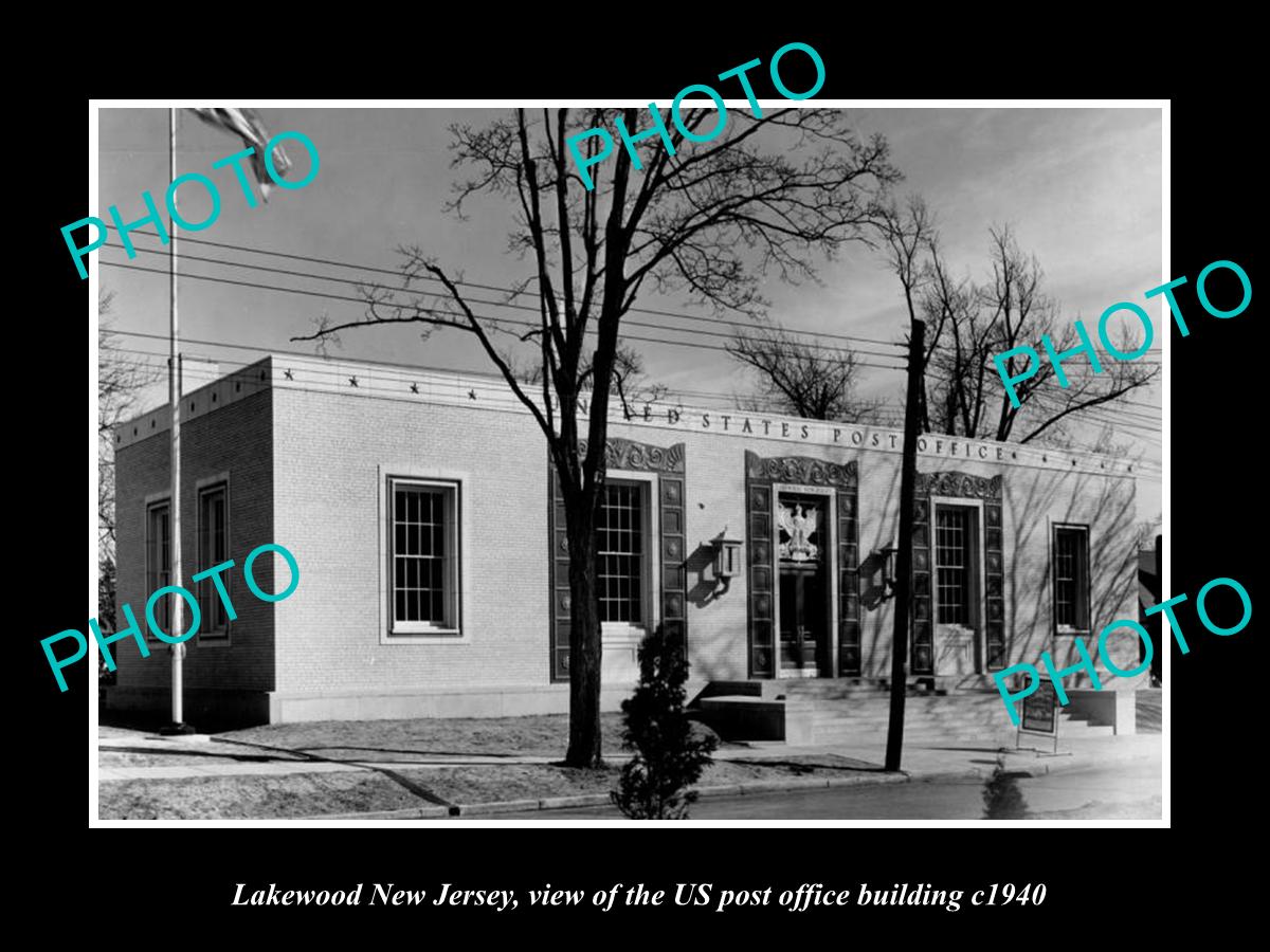 OLD LARGE HISTORIC PHOTO OF LAKEWOOD NEW JERSEY, US POST OFFICE BUILDING c1940