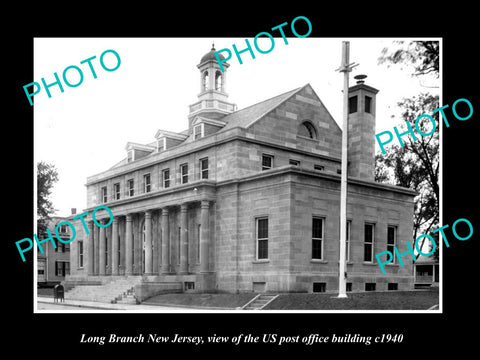 OLD LARGE HISTORIC PHOTO OF LONG BRANCH NEW JERSEY, POST OFFICE BUILDING c1940