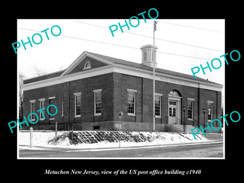 OLD LARGE HISTORIC PHOTO OF METUCHEN NEW JERSEY, US POST OFFICE BUILDING c1940