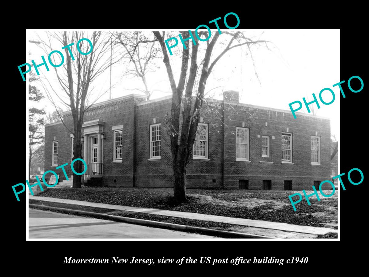 OLD LARGE HISTORIC PHOTO OF MOORESTOWN NEW JERSEY, US POST OFFICE BUILDING c1940