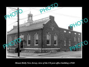 OLD LARGE HISTORIC PHOTO OF MOUNT HOLLY NEW JERSEY, US POST OFFICE BUILDING 1940