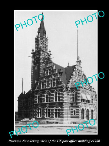 OLD LARGE HISTORIC PHOTO OF PATERSON NEW JERSEY, US POST OFFICE BUILDING c1900