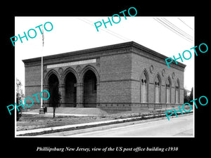 OLD LARGE HISTORIC PHOTO OF PHILLIPSBURG NEW JERSEY, POST OFFICE BUILDING c1930