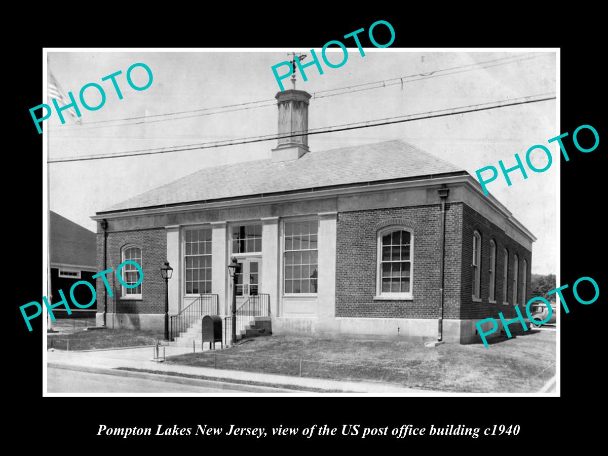 OLD LARGE HISTORIC PHOTO OF POMPTON LAKES NEW JERSEY, POST OFFICE BUILDING c1940