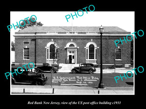 OLD LARGE HISTORIC PHOTO OF RED BANK NEW JERSEY, US POST OFFICE BUILDING c1931