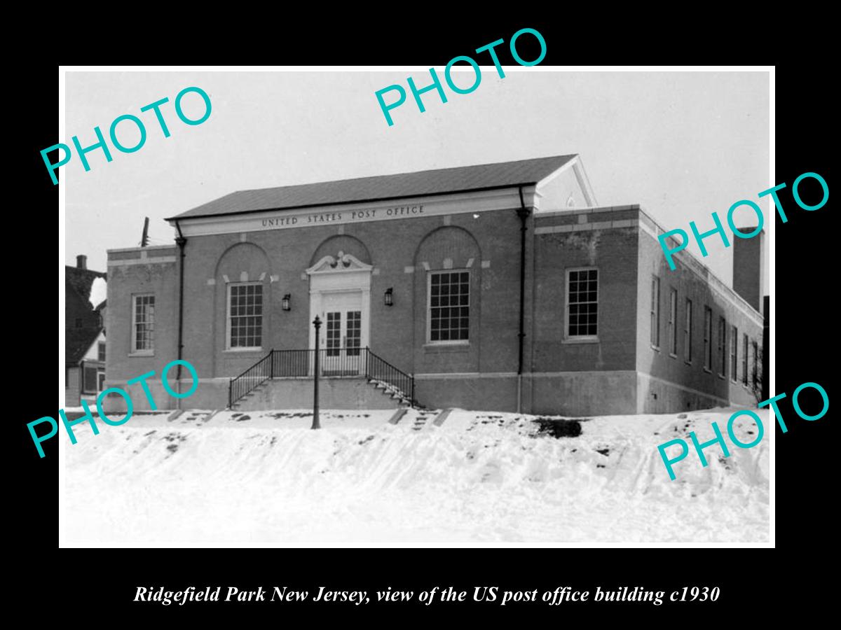 OLD LARGE HISTORIC PHOTO OF RIDGEFIELD PARK NEW JERSEY, US POST OFFICE c1930