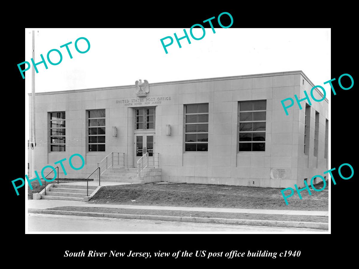 OLD LARGE HISTORIC PHOTO OF SOUTH RIVER NEW JERSEY, POST OFFICE BUILDING c1940