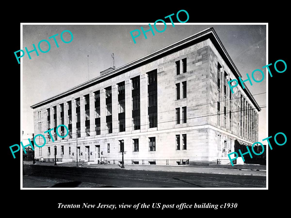 OLD LARGE HISTORIC PHOTO OF TRENTON NEW JERSEY, US POST OFFICE BUILDING c1930