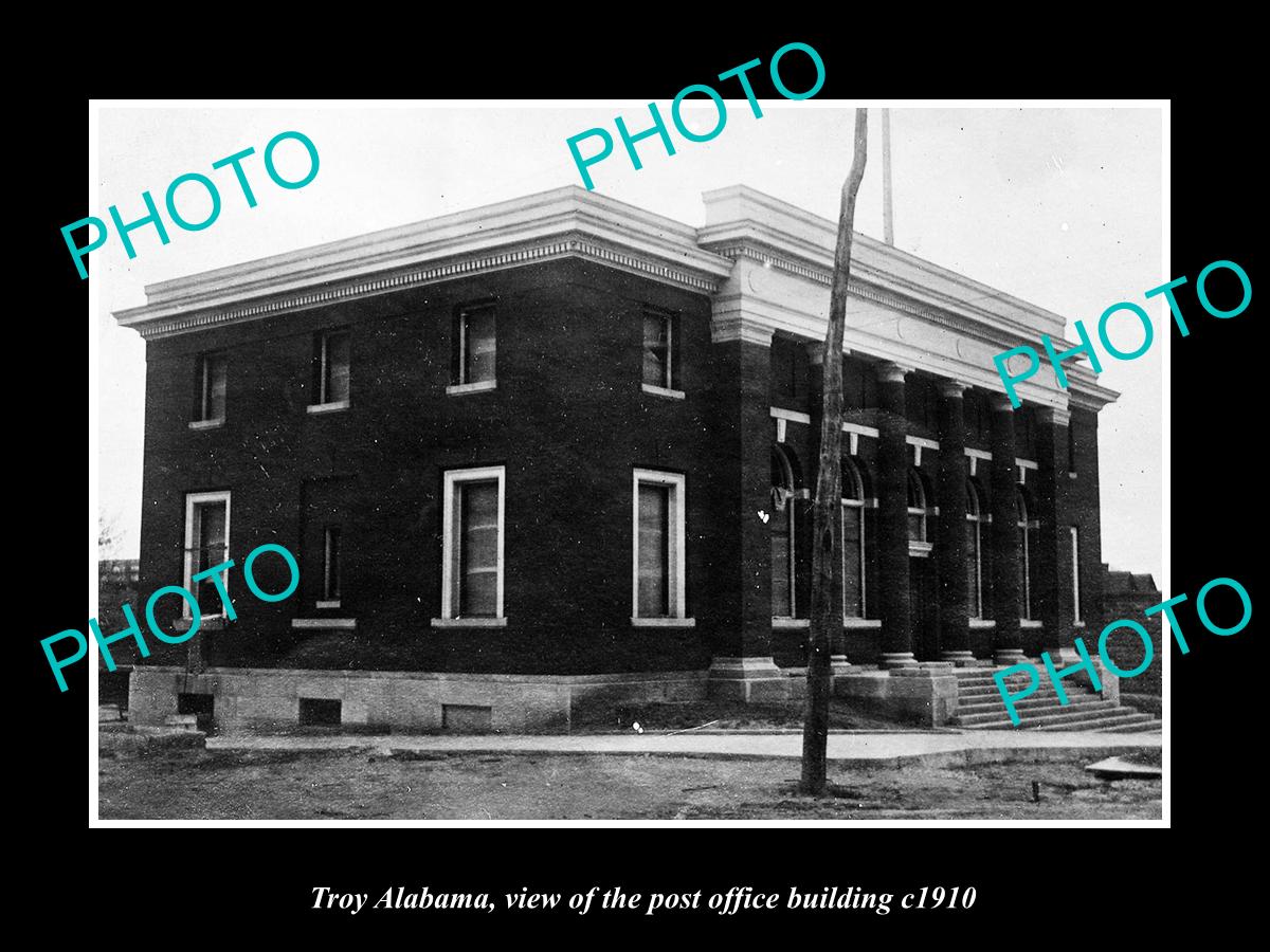 OLD LARGE HISTORIC PHOTO OF TROY ALABAMA, US POST OFFICE BUILDING c1910