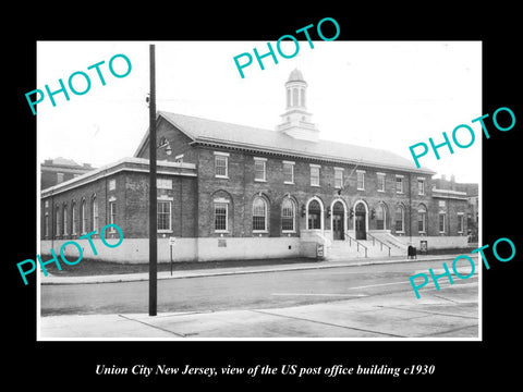 OLD LARGE HISTORIC PHOTO OF UNION CITY NEW JERSEY, US POST OFFICE BUILDING c1930