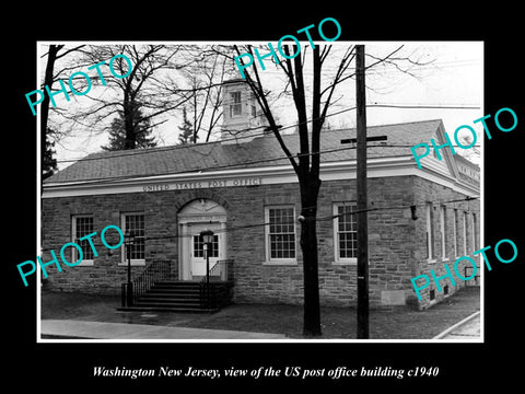 OLD LARGE HISTORIC PHOTO OF WASHINGTON NEW JERSEY, US POST OFFICE BUILDING c1940