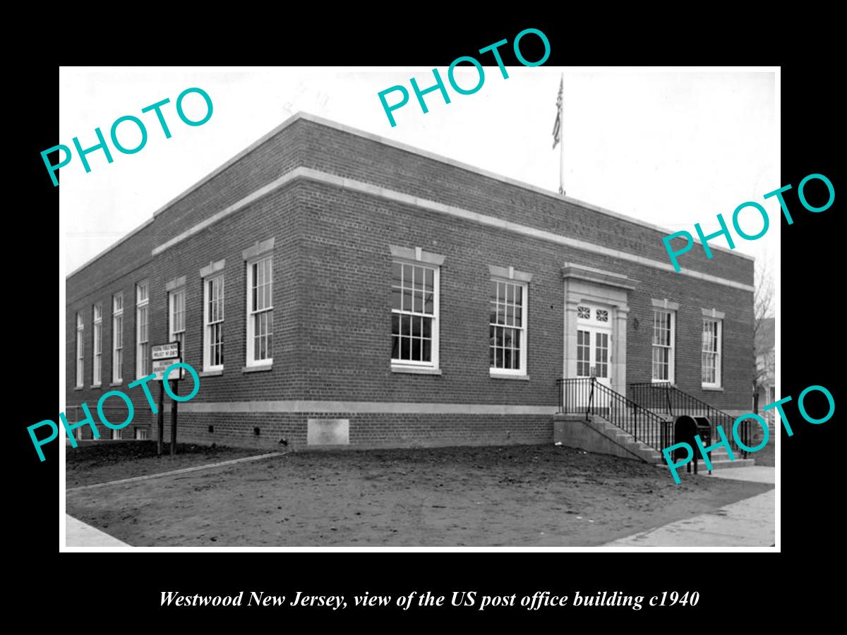 OLD LARGE HISTORIC PHOTO OF WESTWOOD NEW JERSEY, US POST OFFICE BUILDING c1940