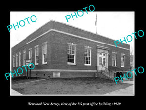 OLD LARGE HISTORIC PHOTO OF WESTWOOD NEW JERSEY, US POST OFFICE BUILDING c1940