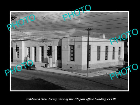 OLD LARGE HISTORIC PHOTO OF WILDWOOD NEW JERSEY, US POST OFFICE BUILDING c1930