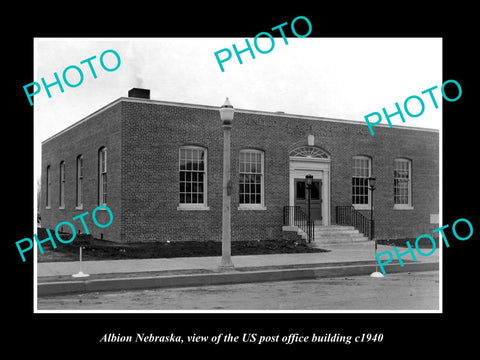 OLD LARGE HISTORIC PHOTO OF ALBION NEBRASKA, US POST OFFICE BUILDING c1940