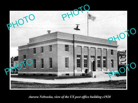 OLD LARGE HISTORIC PHOTO OF AURORA NEBRASKA, US POST OFFICE BUILDING c1920